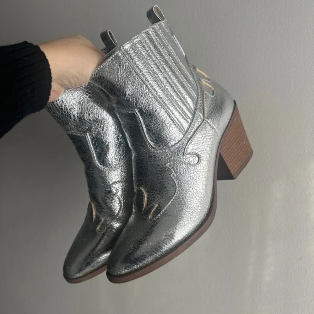 SO Metallic Silver Ankle Boots